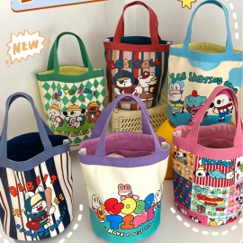 Túi tote canvas hoạt hình cute | Túi vải đựng hộp cơm, ví, đồ cá nhân - đi học, đi chơi