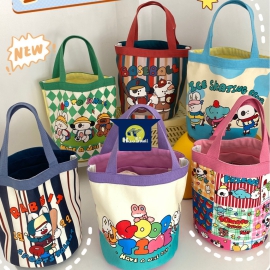 Túi tote canvas hoạt hình cute | Túi vải đựng hộp cơm, ví, đồ cá nhân - đi học, đi chơi