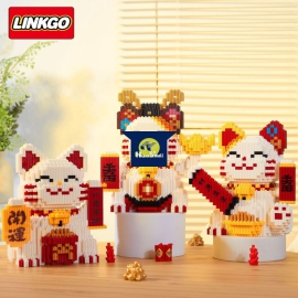 Bộ Đồ Chơi Lắp Ráp Mèo May Mắn Tết 2023 - Mô Hình 3D LINKGO Nanoblock
