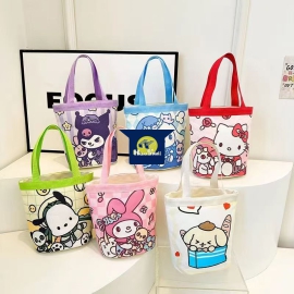Túi tote canvas hoạt hình Sanrio cute | Túi vải đựng hộp cơm, ví, đồ cá nhân - đi học, đi chơi